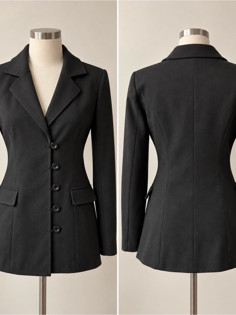 Black Tailored Women's Blazer Coat